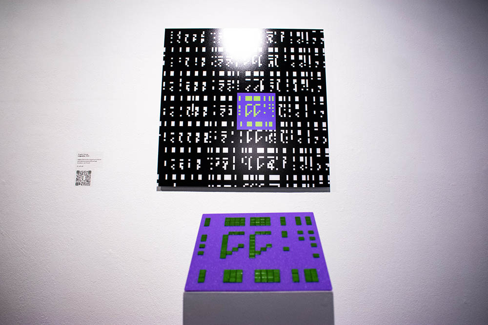 Linguistics print and sculpture